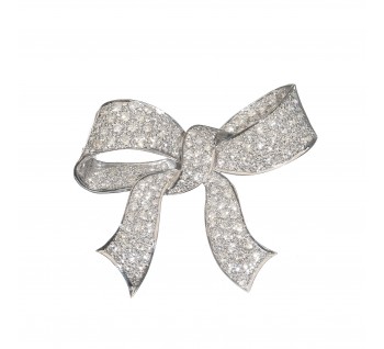 Diamond and 18ct White Gold Bow Brooch, 15.00ct, 1994