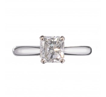 Radiant-Cut Diamond and Platinum Solitaire Ring, 1.01 Carat H SI1