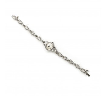 Art Deco Diamond and Platinum Wristwatch, Dated 1939, With Bueche-Girod Movement