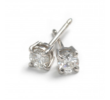 New Diamond and White Gold Stud Earrings, 0.44 Carats