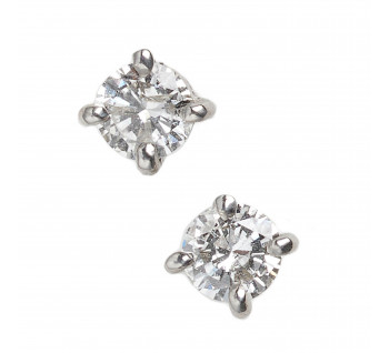 New Diamond and White Gold Stud Earrings, 0.44 Carats
