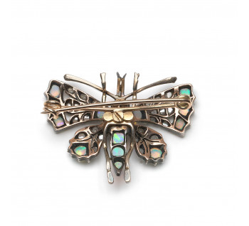 Antique Opal, Ruby and Diamond Butterfly Brooch, Circa 1890