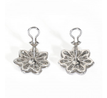 Modern Diamond and Platinum Flower Earrings, 2.75 Carats
