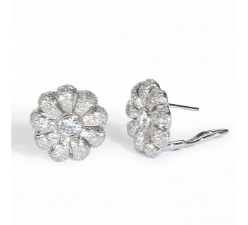 Modern Diamond and Platinum Flower Earrings, 4.53 Carats