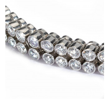 Modern Diamond and Platinum Two Row Bracelet, 8.59 Carats