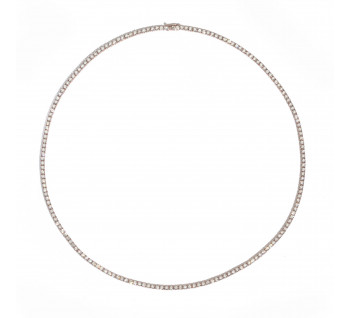 Modern Diamond and Rose Gold Tennis Necklace, 16.01 Carats