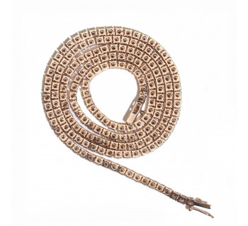 Modern Diamond and Rose Gold Tennis Necklace, 16.01 Carats