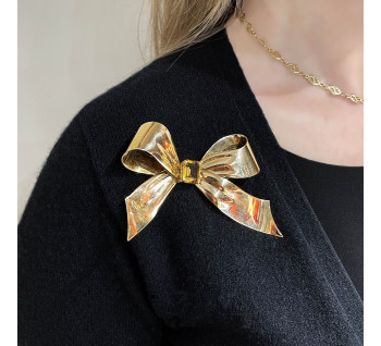 Vintage Tiffany & Co. Citrine and Gold Bow Brooch, Circa 1947