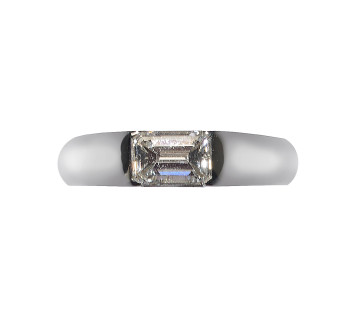 Modern Emerald-Cut Diamond and Platinum Ring, 0.90ct