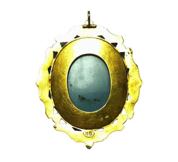 Sardonyx, Turquoise, Diamond, Enamel and Gold Cameo Pendant, Circa 1870