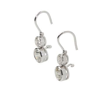 Two Stone Diamond and Platinum Earrings, 3.47ct