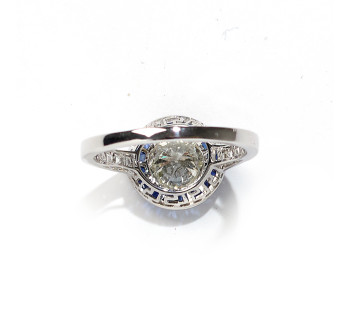 Sapphire and Diamond Platinum Cluster Ring, 1.00ct