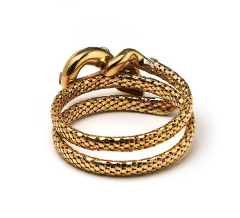 Vintage Italian Diamond and Gold Snake Bracelet, Circa 1960