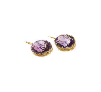 Antique Amethyst and Gold Drop Earrings, 33.88 Carats, Circa 1880