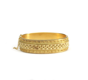 Victorian Etruscan Style Gold Bangle, Circa 1875