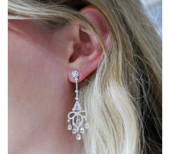 Modern Briolette Diamond and White Gold Drop Earrings, 7.23 Carats