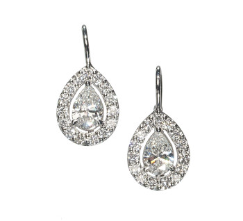 Modern Pear Shape Diamond and White Gold Cluster Earrings, 3.50 Carats