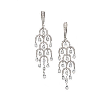 Modern Briolette Diamond and White Gold Drop Earrings, 7.92 Carats