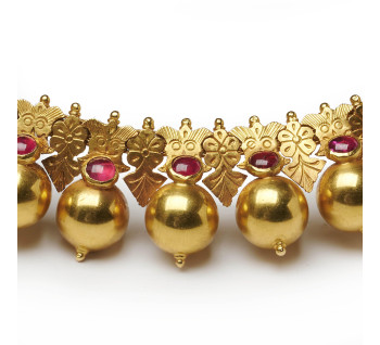 Vintage Indian Ruby and Gold Spheres Necklace