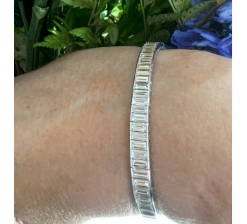 Modern Baguette Diamond and Platinum Bracelet, 16.23 Carats