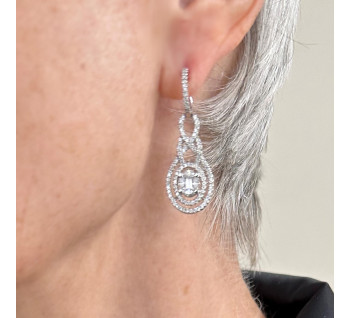 Modern Diamond and 18ct White Gold Drop Earrings, 1.69ct