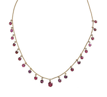 Antique Ruby and Gold Fringe Necklace, Circa 1920