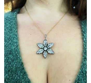 Georgian Diamond and Silver Flower Pendant, Circa 1790