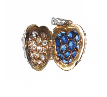 Antique Sapphire Diamond and Gold Double Sided Locket, Circa 1910