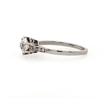 Art Deco Single Stone Diamond and Platinum Ring, 0.84ct, Circa 1930