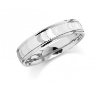 Overlapping Coin or Half Moon 18ct White Gold Wedding Ring 6mm