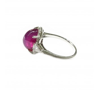 Modern Cabochon Star Ruby Diamond and Platinum Ring, 8.60 Carats