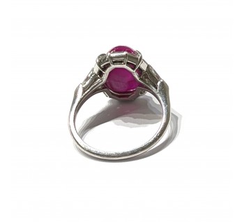 Modern Cabochon Star Ruby Diamond and Platinum Ring, 8.60 Carats
