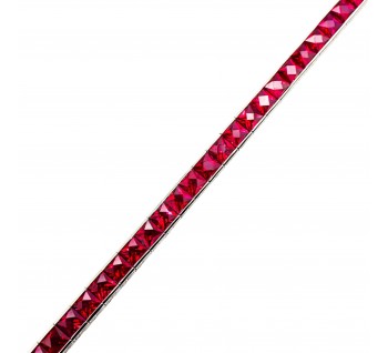 Modern Ruby and Platinum Line Bracelet, 8.90ct