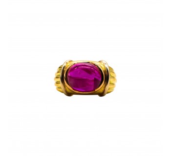 Vintage Boucheron Jaipur Burma Star Ruby and Gold Ring, Circa 1990
