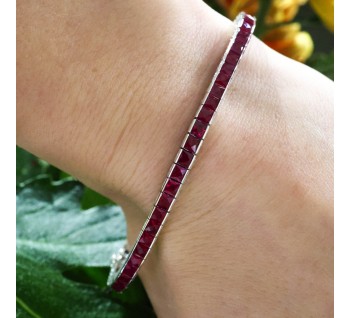Modern Ruby and Platinum Line Bracelet, 8.90ct