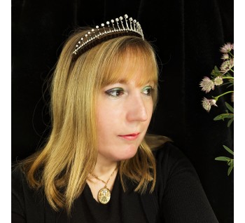 Antique Diamond Fringe Tiara Necklace, Silver Upon Gold, Circa 1910