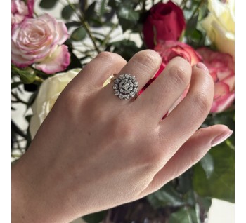 Antique Georgian Diamond and Silver Upon Gold Cluster Ring, Circa 1830