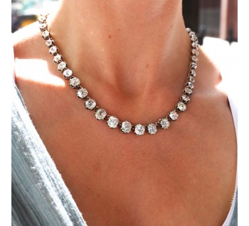 Antique Diamond and Silver Upon Gold Riviére Necklace, 40.00 Carats, Circa 1880
