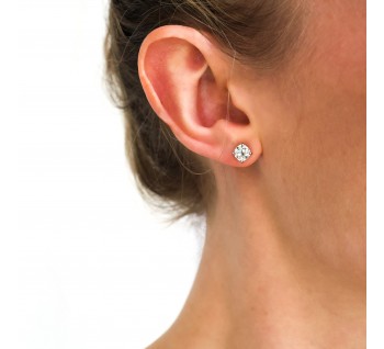 Modern Diamond and Platinum Ear Studs, 1.92 Carats