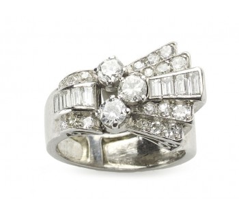 Late Art Deco Diamond and Platinum Ring, 1.60ct, Circa 1940