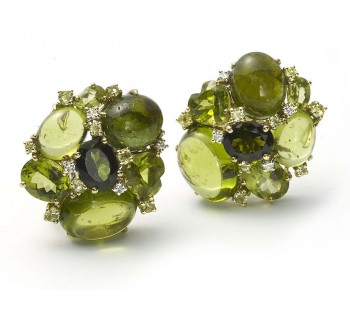 Tourmaline, Peridot and Diamond Earrings