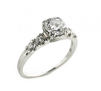 Vintage Old-Cut Diamond and Platinum Solitaire Ring,  0.75 Carats E VS1