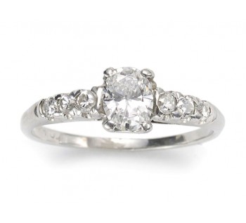 Vintage Oval Diamond and Platinum Ring 0.51 Carats