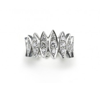 Diamond and Platinum Navette Eternity Ring, 1.00ct, Circa 1960