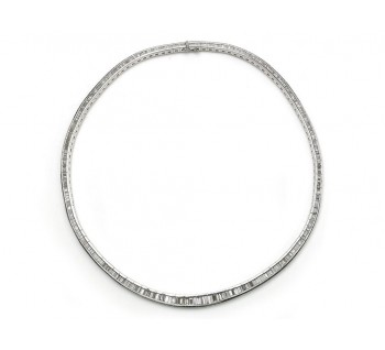 Modern Baguette Diamond and Platinum Necklace, 20.00ct