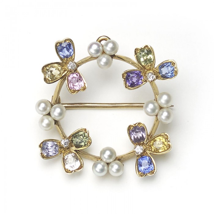Vintage Tiffany & Co. Gem Set Pearl and Gold Pendant Brooch, Circa 1937