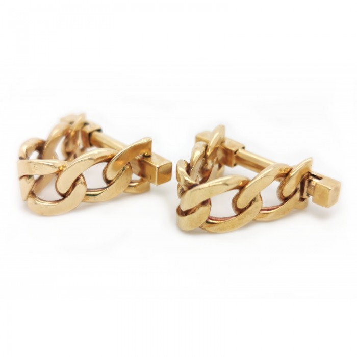 Vintage Italian Gold Stirrup Curb Link Cufflinks, Circa 1968