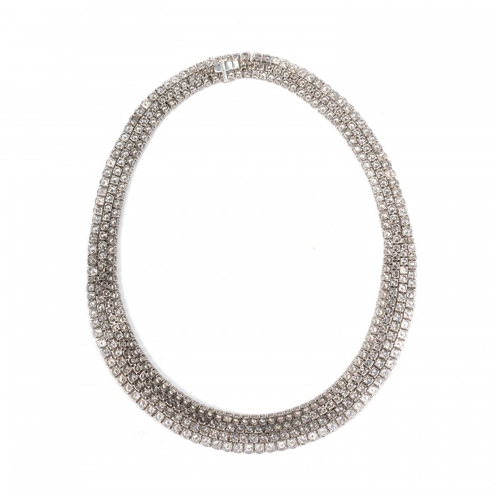 Diamond Multi-Row Platinum Necklace, 82.60ct - Moira Fine Jewellery