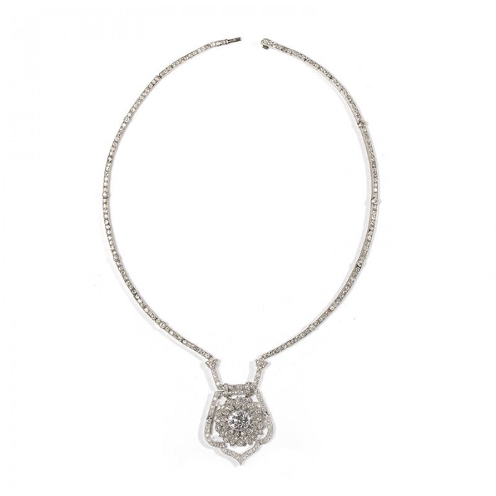 Art Deco Diamond and Platinum Necklace, 18.75ct