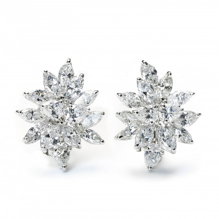 Diamond Cluster Earrings, 10.61ct